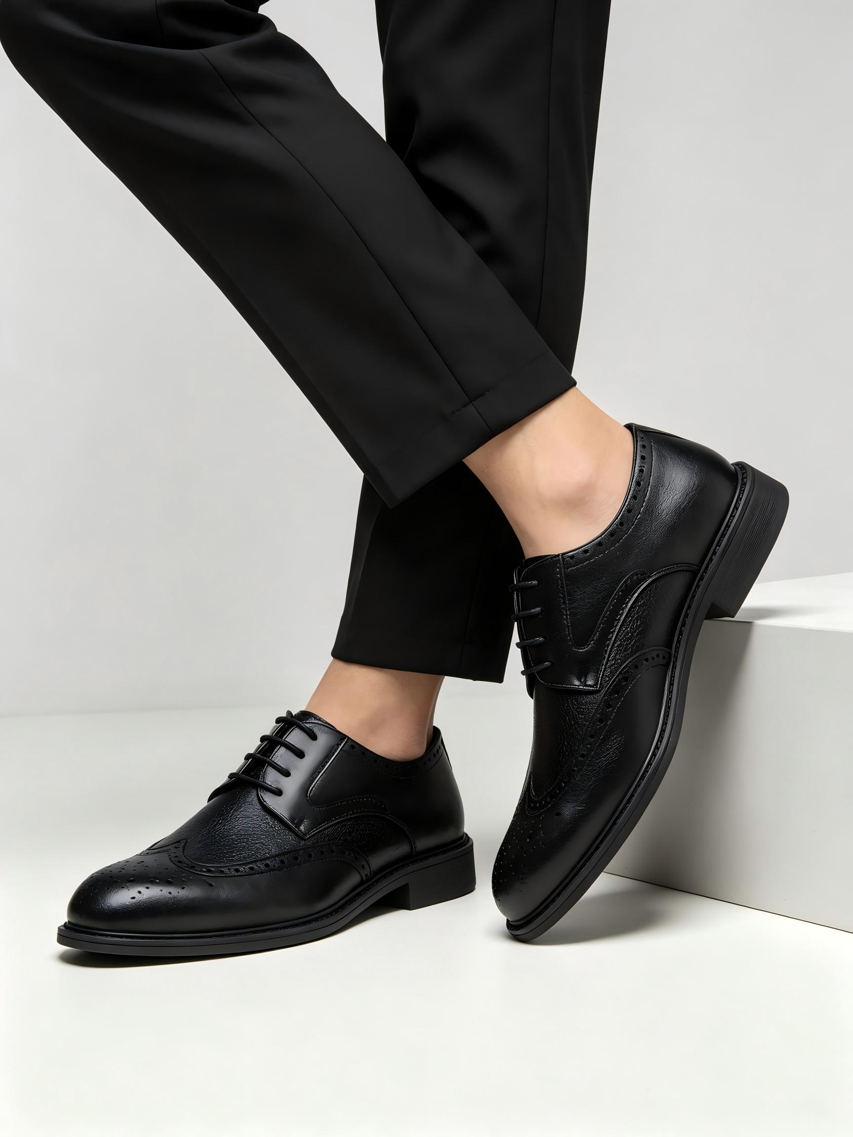 Leather Work Oxfords - Desai Men Fleece Lined Wingtip Brogue